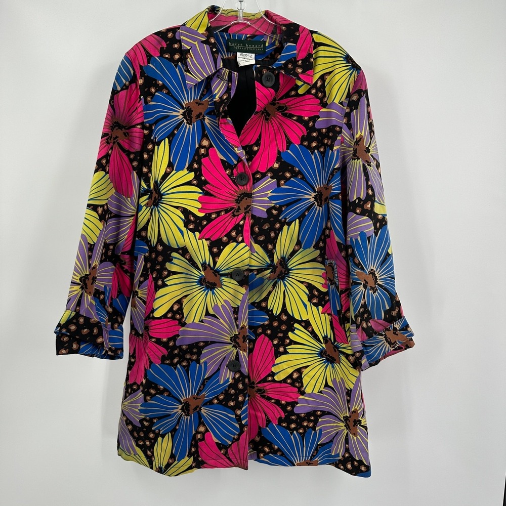 Womens Vintage Maximalist Floral Jacket Size 14 Bold Eclectic Indie Vibrant 90s